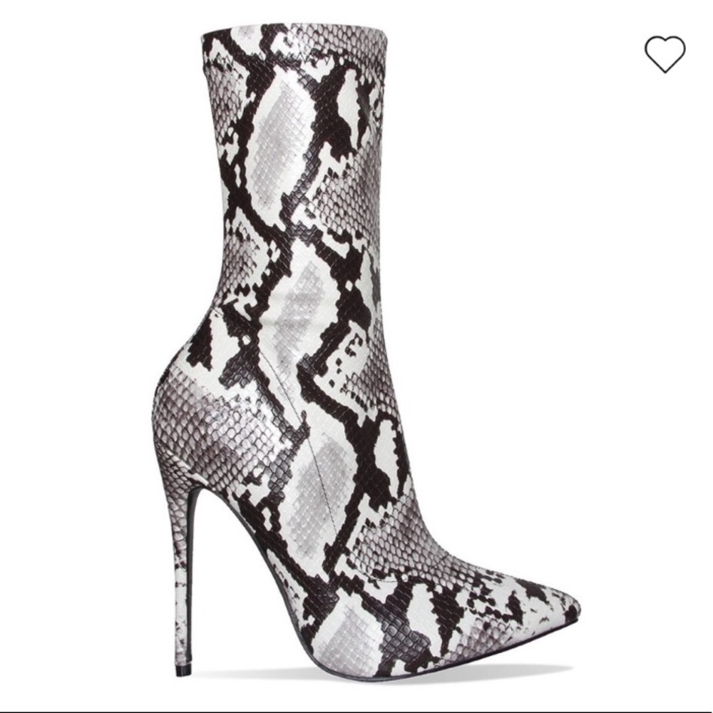 Simmi London Snake Skin Pointed Toe Booties